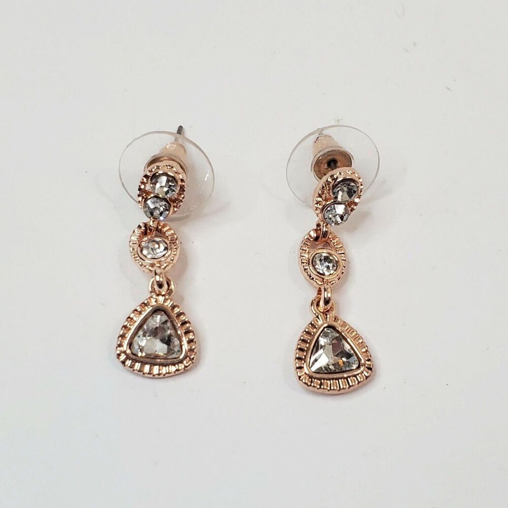 Napier Rose Gold Tone Fiery Crystal Drop Dangle Earrings